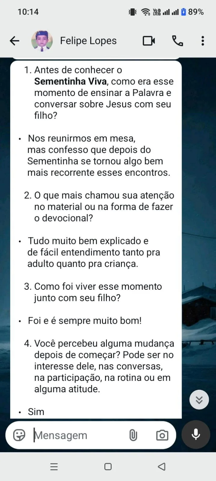 Print original do depoimento de Felipe Lopes, parte 1 de 2